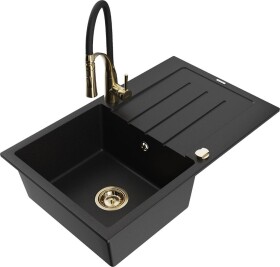 MEXEN - Bruno granitový dřez s odkapávačem včetně baterie Aster, černá 6513-77-73450-57-G