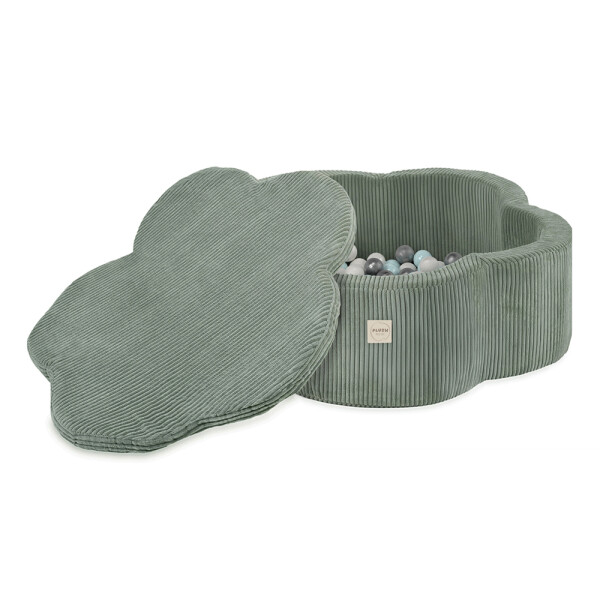 PLUSH NEST PLUSH NEST Suchý bazén Květinová zóna 95 × 30 cm, zelený prémiový manšestr, s podložkou a 200 míčky