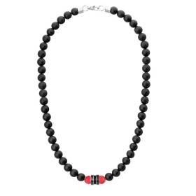 Pánský náhrdelník Achille - 8 mm červený jaspis, onyx, Červená 60 cm