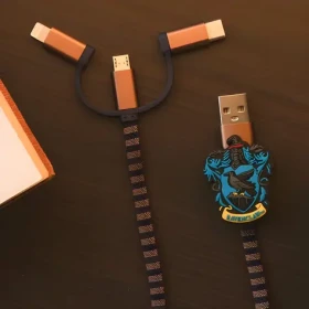 ThumbsUp! Ravenclaw hnědá, fialová / Nabíjecí kabel / 3v1 / USB-A, Micro-USB, Lightning, USB-C / 1 m (1002653)
