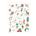 Meri Meri Vánoční samolepky Mixed Icon Christmas – 10 archů, červená barva, papír