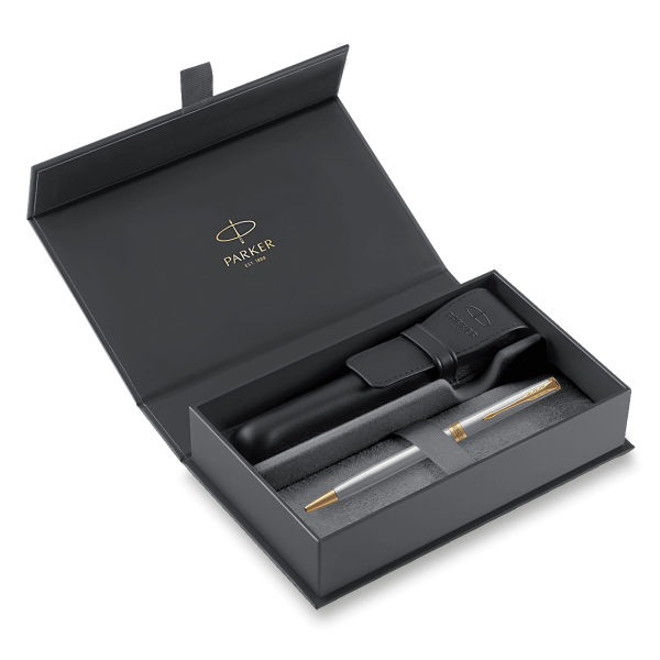 Dárková kazeta Parker Sonnet Stainless Steel GT - sada kuličkové pero a pouzdro