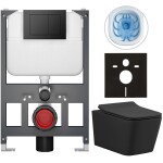 CERANO - Kompletní WC set Basic/Forte - černá matná - WC tlačítko Maxio/Černá - závěsné - nízký modul - předstěnová instalace - 51x36 CER-8050BD86399