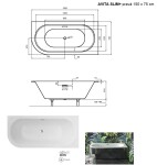 HOPA - Asymetrická vana AVITA SLIM+ - Nožičky k vaně - Bez nožiček, Rozměr vany - 150 × 70 cm, Způsob provedení - Pravé VANAVIT15SLIMPP