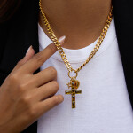 ELENYS Cross Charms – pozlacený náhrdelník 18K žluté zlato Délka: 45+5 cm / max. 50 cm