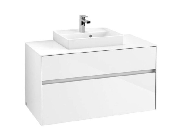 VILLEROY & BOCH - Collaro Umyvadlová skříňka, 100x55x50 cm, 2 zásuvky, Glossy White C01600DH