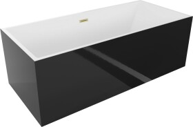 MEXEN/S - Vigo volně stojící vana 178,5 x 80 cm, bílá/černá, sifon a přepad zlatá kartáčovaná 51251788075-55