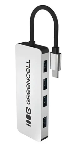 Green Cell USB-C Hub 4v1 hliníkové pouzdro / USB hub / 4x USB 3.0 / 5 Gb/s (HUB-GC-C4A)