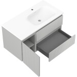MEXEN/S - Rivel koupelnová skříňka 90 cm s umyvadlem Vela pravá, 2S, 1D, reliéf, šedá mat/bílá mat 91A23-09047-3-BBFFF62-W23P01