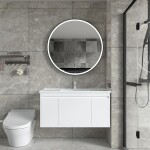Erga Olivia, kulaté LED zrcadlo 100cm, černý kovový rám, 2300 lm, 6500K, přední osvětlení, ERG-V01-202-1010-BK