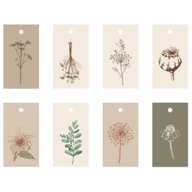 Ib Laursen Papírový štítek Flower Designs – set 8 ks, multi barva, papír