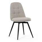 Židle jídelní, krémová látka, 360° otočný mechanismus, černý matný lak, kovové nohy