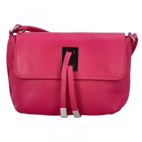Módní malá dámská kožená crossbody Victorien, tmavě růžová