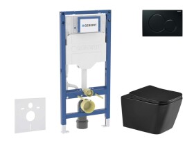 GEBERIT - Duofix Set předstěnové instalace, klozetu Arkas I a sedátka softclose, tlačítko Sigma01, černá SANI11CA5514