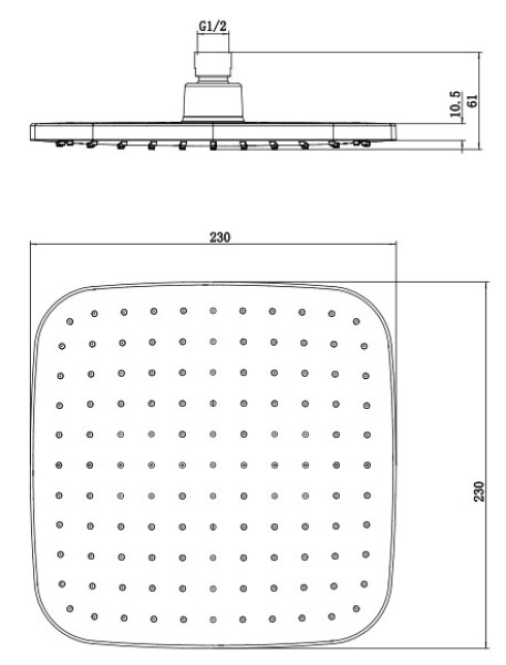 NOVASERVIS - Pevná sprcha 230 x 230 mm, černá RUP/580,5