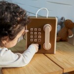 LIEWOOD Dřevěný dětský telefon Rufus Golden Caramel, hnědá barva, dřevo