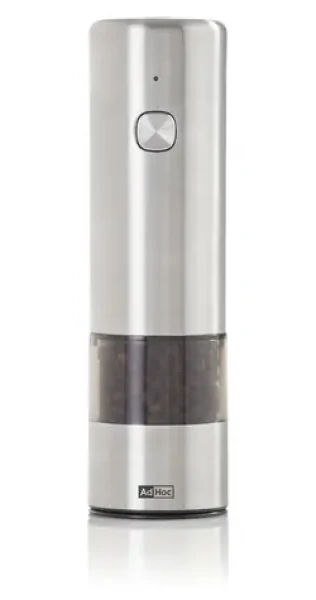 AdHoc i.Mill nerez/akryl / Mlýnek na sůl a pepř / USB-C / keramický mechanismus CeraCut® / výška 17 cm