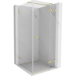 MEXEN/S - Lunar T sprchový kout dveře křídlové pravá 110 x 110, transparent, zlato kartáčovaná 834T-110-110-55-00-P