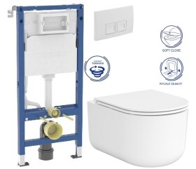 GEBERIT DuofixBasic s bílým tlačítkem DELTA50 + WC CERSANIT INTRO PRO OVAL /VÍROVÉ SPLACH/+ SEDÁTKO 458.103.00.2 50BI IR1
