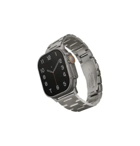 UNIQ Osta článkový ocelový řemínek pro Apple Watch 49/45/44/42 mm, Titanium (Silver) (8886463684641)