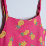 Dívčí šaty se špagetovými ramínky a ananasovým potiskem- růžové - 140 FLUO PINK