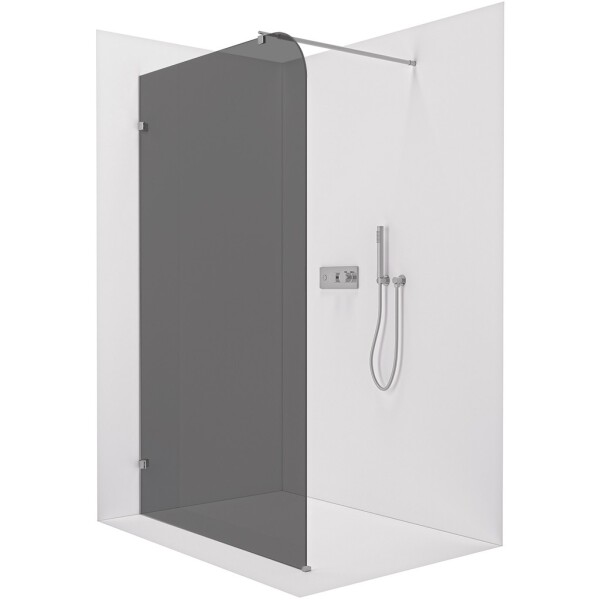 CERANO Sprchová zástěna Walk-in Orbis Round L/P - 8 mm - kulatá vzpěra - chrom, grafitové sklo - 130x200 cm