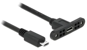 DeLock USB 2.0 / Prodlužovací kabel / Micro-USB B samec-samice / 0,25 m / pro montáž do panelu (85245)