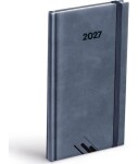 Diář 2027 T806 PU šedý s gumkou 90x170mm