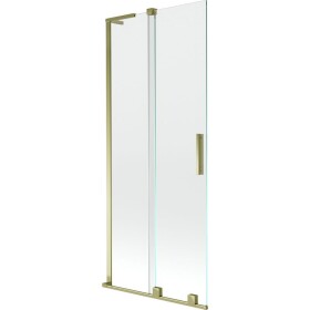 MEXEN/S - Velar L dvoukřídlá posuvná vanová zástěna 80 x 150, transparent, zlatá 896-080-003-01-50