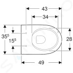 GEBERIT - Selnova Compact Závěsné WC, 490x355 mm, Rimfree, bílá 500.377.01.2