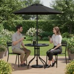 Kulatý zahradní stůl 80 cm s otvorem pro slunečník - černý