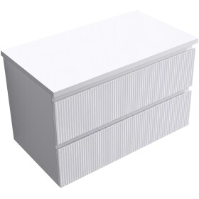 CERANO Koupelnová skříňka Carole + deska pod umyvadlo Navira Pro - 36 mm - bílá matná rýhovaná - 80x51,6x46 cm