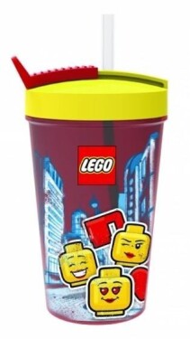 Kelímek brčkem LEGO ICONIC Girl žlutá/červená