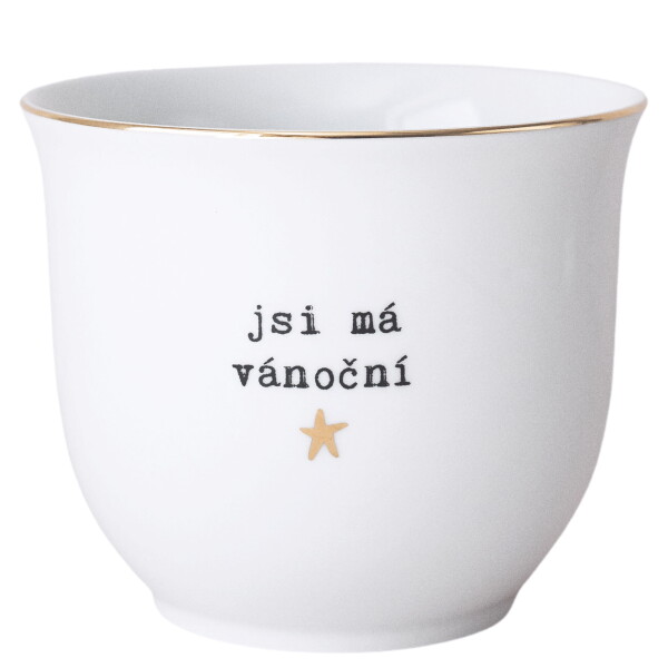 Bella Rose Porcelánový obal na květináč Jsi má vánoční hvězda 13 cm, bílá barva, zlatá barva, porcelán