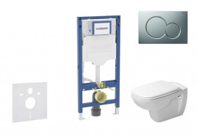 GEBERIT - Duofix Set předstěnové instalace, klozetu D-Code a sedátka softclose, tlačítko Sigma01, matný chrom SANI11CP2102