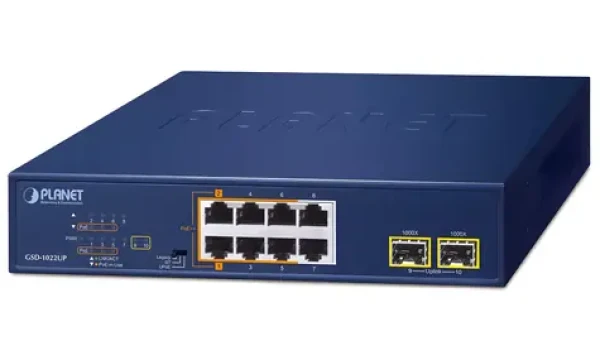 Planet GSD-1022UP / PoE switch / 8x Gigabit / 2x SFP / PoE+/PoE++ / neřízený (GSD-1022UP)