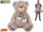 Plyšový medvěd Plush Friends sedící 65 cm se šálou