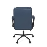 Křeslo kancelářské, tmavě modrá ekokůže, kovový kříž, kolečka na tvrdé podlahy