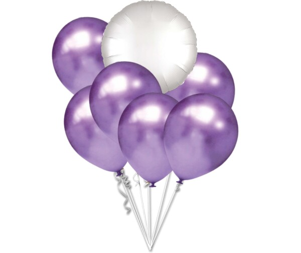 Balónky chromové fialové a bílý kruh set balonky.cz Balónky chromové fialové a bílý kruh set balonky.cz
