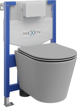 MEXEN/S - WC předstěnová instalační sada Fenix XS-F s mísou WC Rico + sedátko softclose, světle šedá mat 68030724061