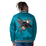 Starter Pánská Oboustranná Bunda San Jose Sharks The CLOSER Reversible Varsity Satin Jacket Velikost: XL