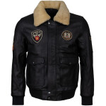 Pánská Kožená Bunda Pilot Royce Pravý Kožíšek Brixton Černá Velikost: 3XL