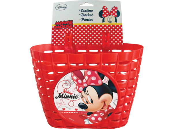 Přední plastový košík Minnie Fashion, červený (Dětský košík na řidítka, plastový)