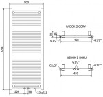 MEXEN/S - Mars radiátor + topná tyč 1200 x 500 mm, 600 W, zlatá W110-1200-500-2600-50