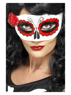 Škraboška Day of the Dead s květinami