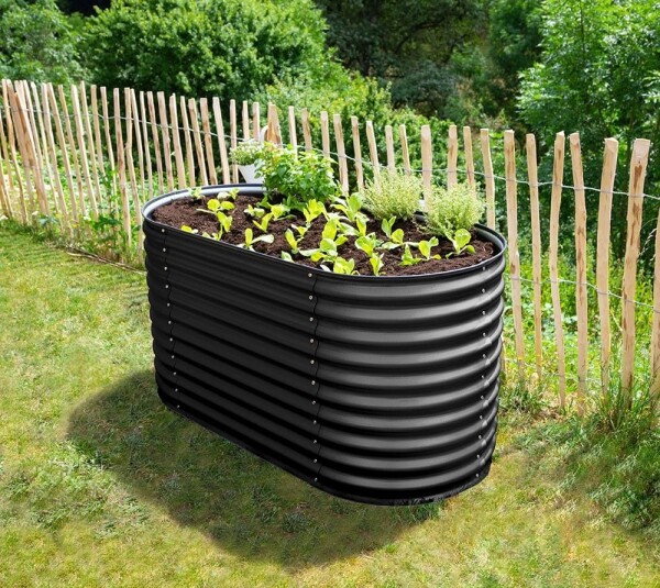 Kovový vyvýšený záhon – Grow Faster (d. 160 cm x š. 80 cm x v. 82 cm), černá