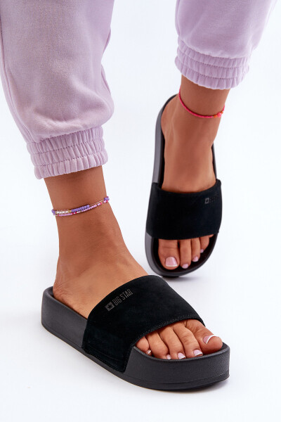 Dámské semišové pantofle na platformě Big Star Černá Velikost: 41