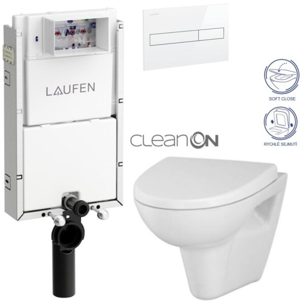 LAUFEN Podomít. systém LIS TW1 SET s bílým tlačítkem + WC CERSANIT CLEANON PARVA + SEDÁTKO H8946630000001BI PA1