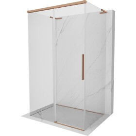 MEXEN/S - Rox-3S L sprchový kout 3 stěnný , posuvný 160 x 100, transparent, měď kartáčovaná 8C2L-160-100-65-00-3S
