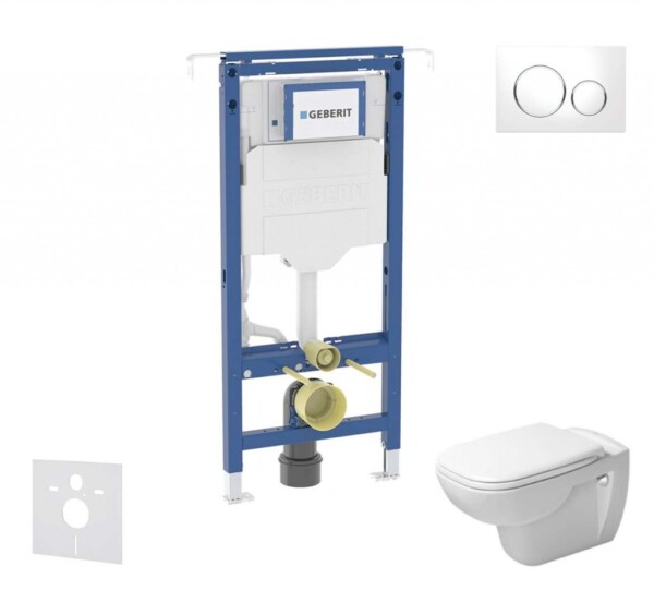 GEBERIT - Duofix Set předstěnové instalace, klozetu a sedátka Duravit D-Code, tlačítka Sigma20, Rimless, SoftClose, bílá/lesklý chrom SANI11CP3102